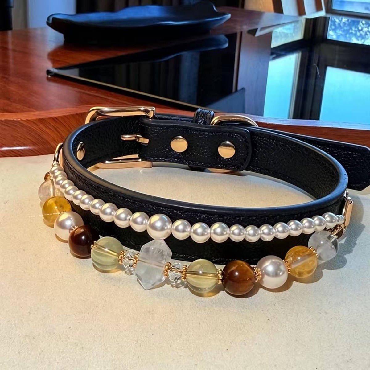 Natural Stone Bead Collar — view 3