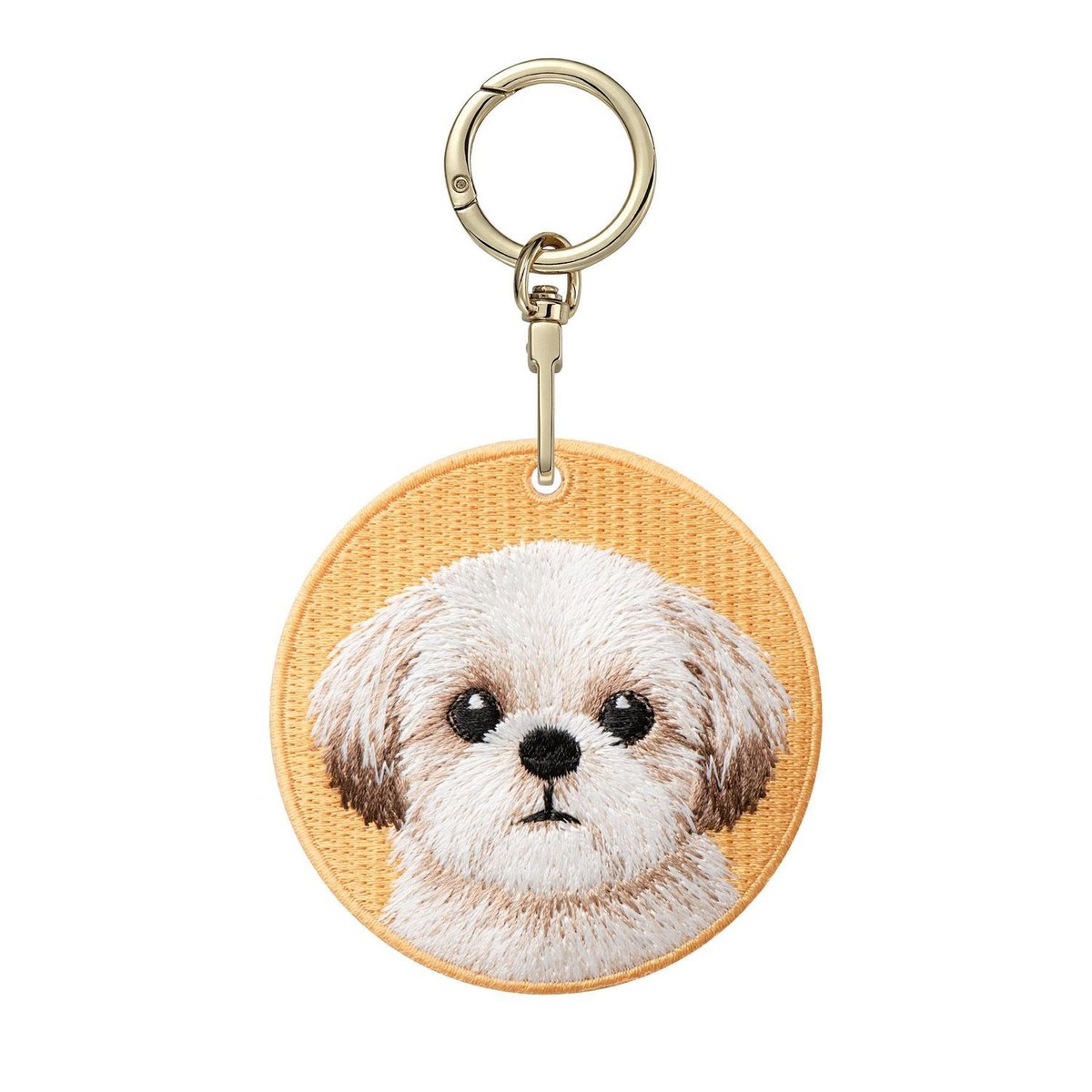 Embroidered dog keychain — a portrait of your dog on your keys