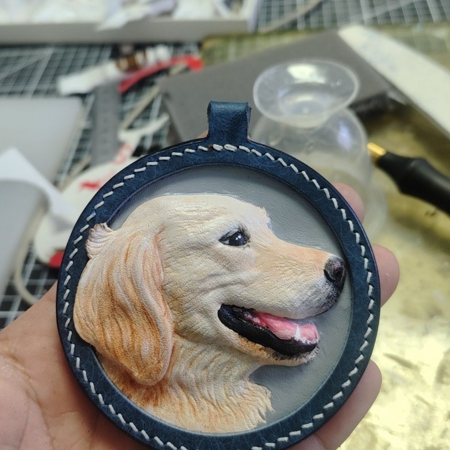 Custom Pet Portrait — Hand-Tooled Leather — view 4